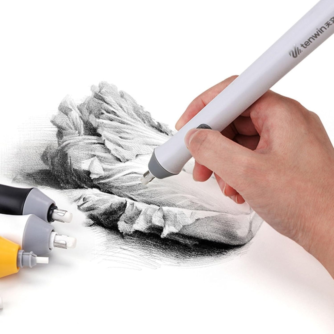 Radiera Electrica, Flippy, pentru Schite si Arta, Grosime Varf 3 mm/5 mm, Baterii 2 x AA (neincluse), din ABS, Alb