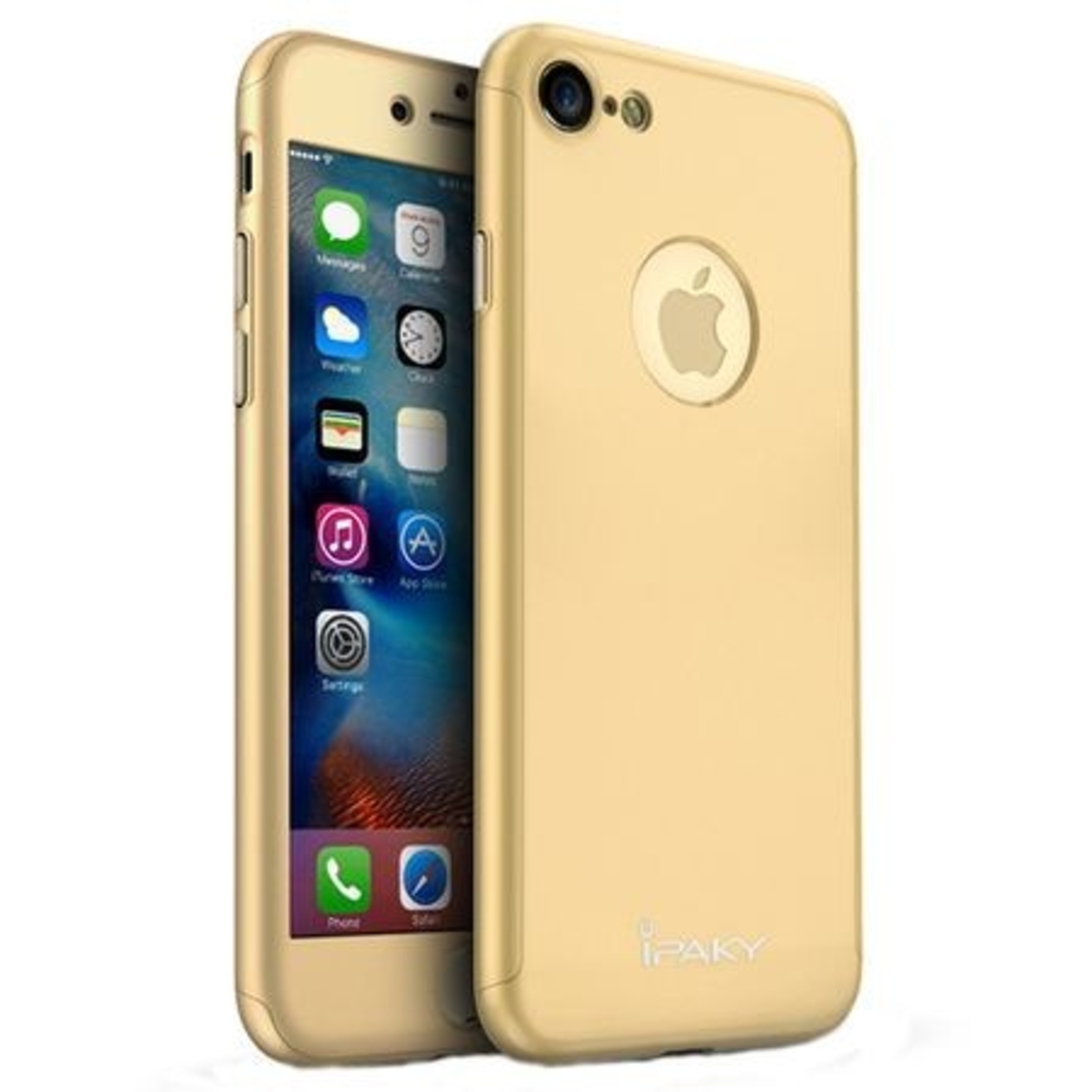 Husa Apple iPhone 8 IPAKY Full Cover 360 Auriu + Folie Cadou