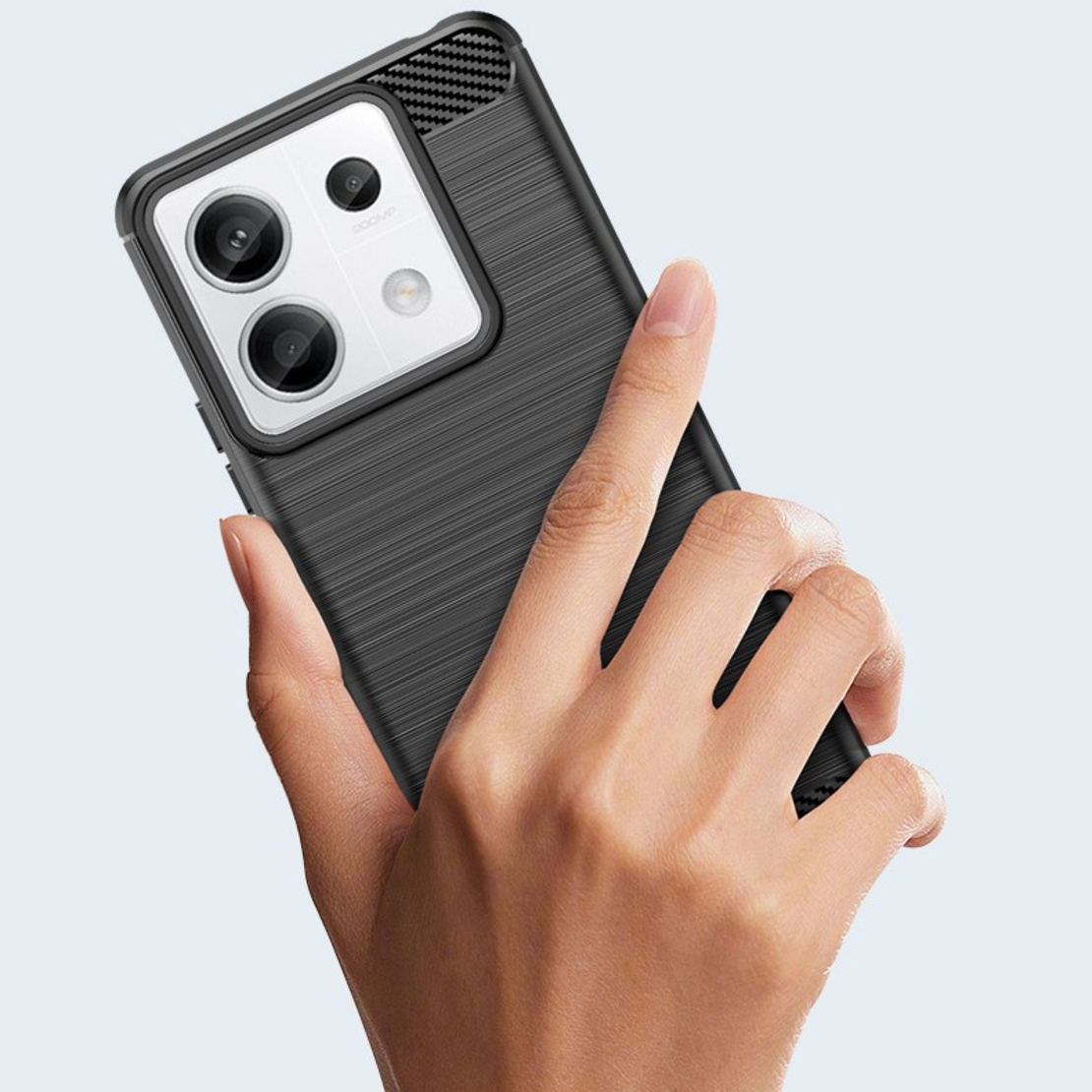 Husa de Protectie pentru Xiaomi Redmi Note 13 5G, Flippy, Protectie 360, din TPU cu element de Carbon, Anti Alunecare, 1.8 mm, Negru