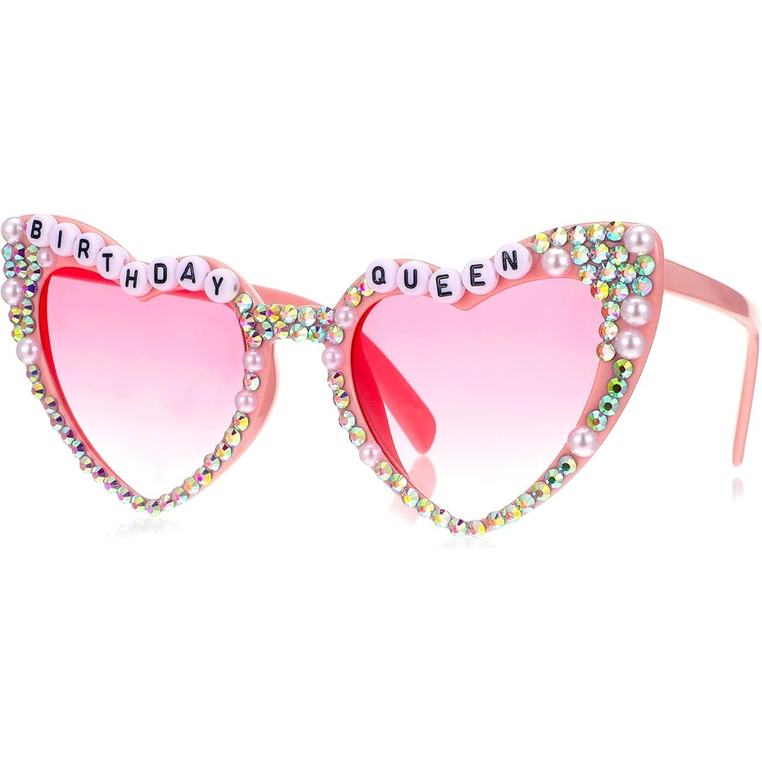 Ochelari Decorativi, Flippy, Model Birthday Queen, cu Diamante, pentru Aniversari, din PC, 15.3 x 5.7 x 14.5 cm, Roz
