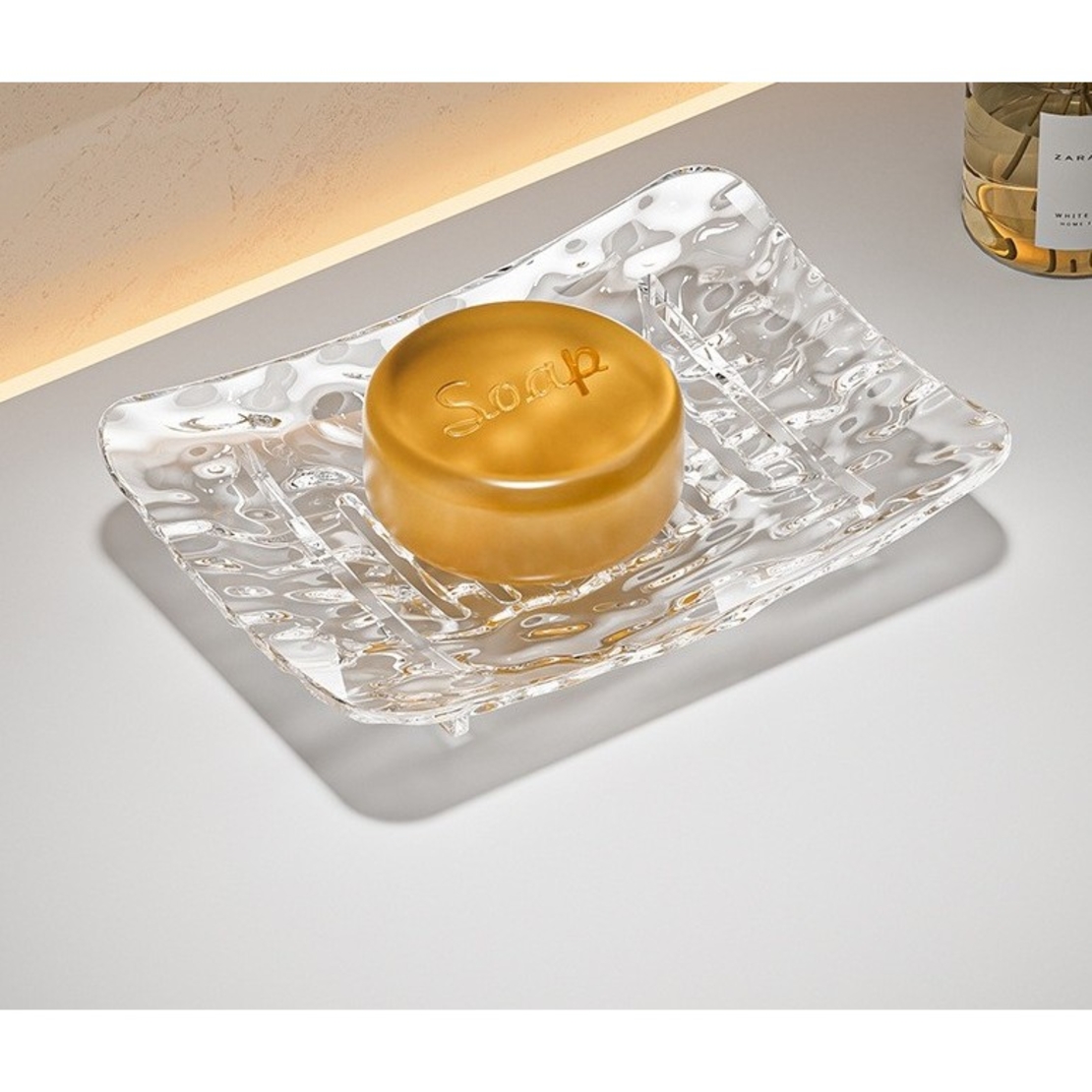 Savoniera din Plastic Flippy, 15 x 9 cm, cu Scurgere Apa, Design Modern, Transparent