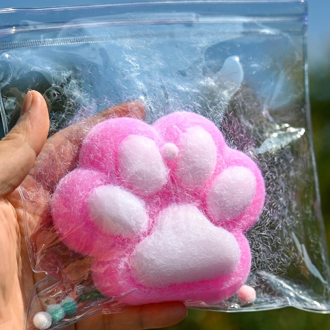 Jucarie Interactiva Squishy, Flippy, Model Cat Paw, Squeeze Pinch Family, Revenire Lenta, din TPR, +3 Ani, 7.5 cm, Textura Puf, Roz