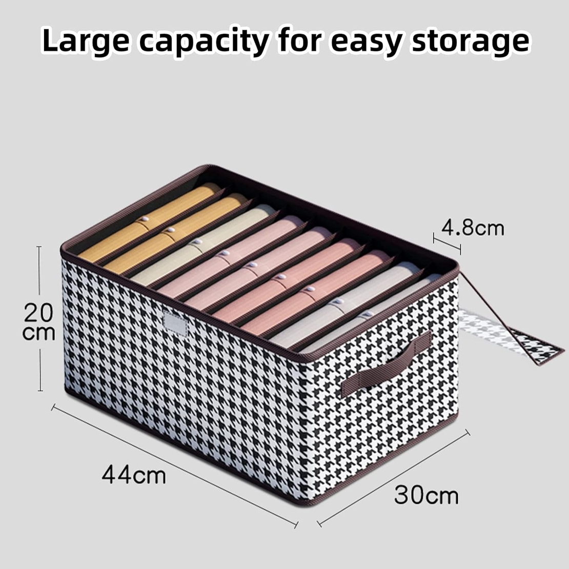 Cutie De Depozitare, Flippy, Pentru Haine, Lenjerie, Sosete Si Sutiene, Material Textil, 9 Compartimente, 44x30x20 cm, Culoare Alb-Negru