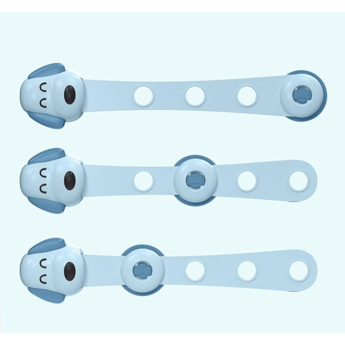 Siguranta pentru Usi Copii, Flippy, Sistem de Blocare Sertare, Dulap, Frigider, Adeziv, cu Sistem de Inchidere Dublu, Model Catelus, Albastru