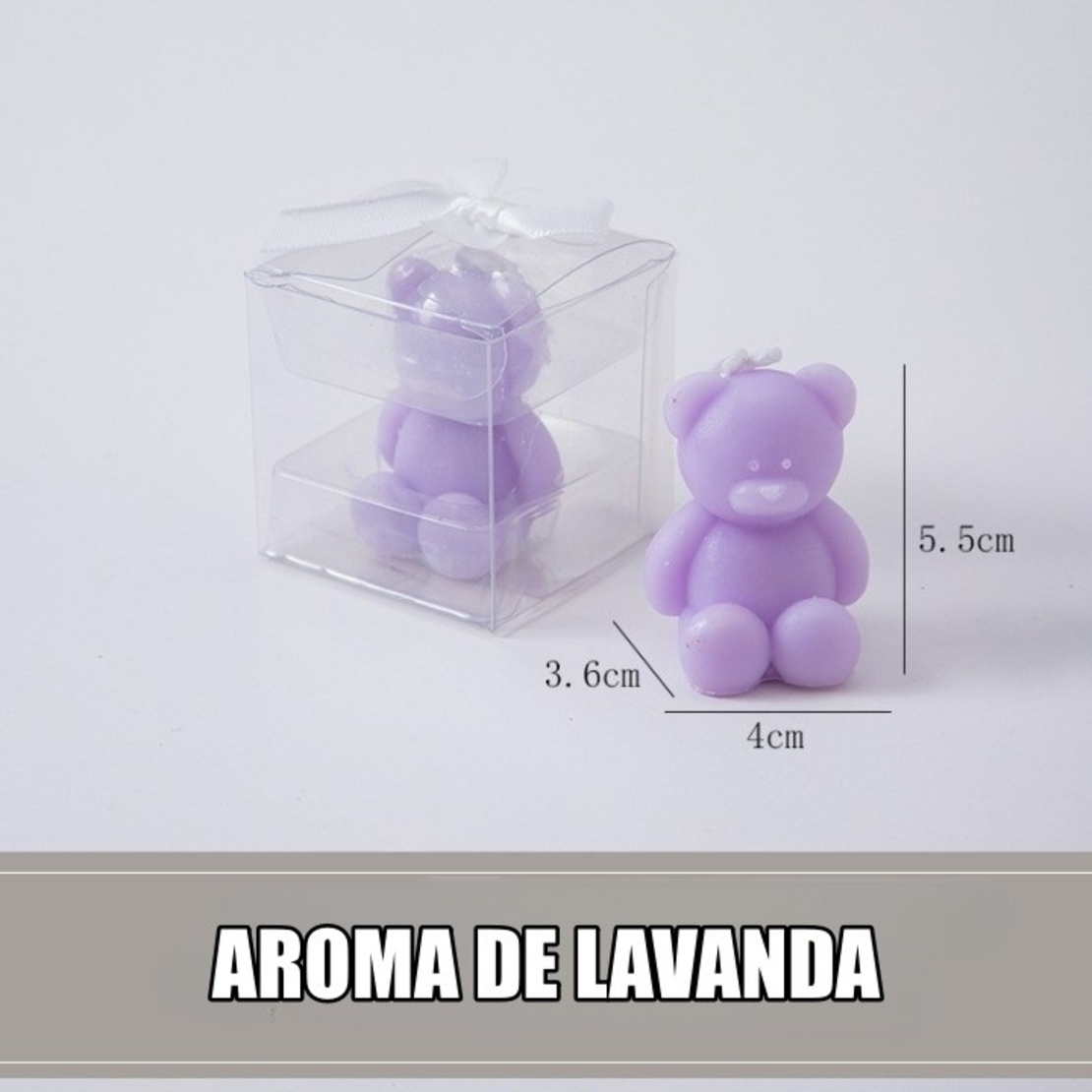 Lumanare Parfumata, Flippy, Model Ursulet, Mov, Aroma de Lavanda, 5.5x3.6x4 cm