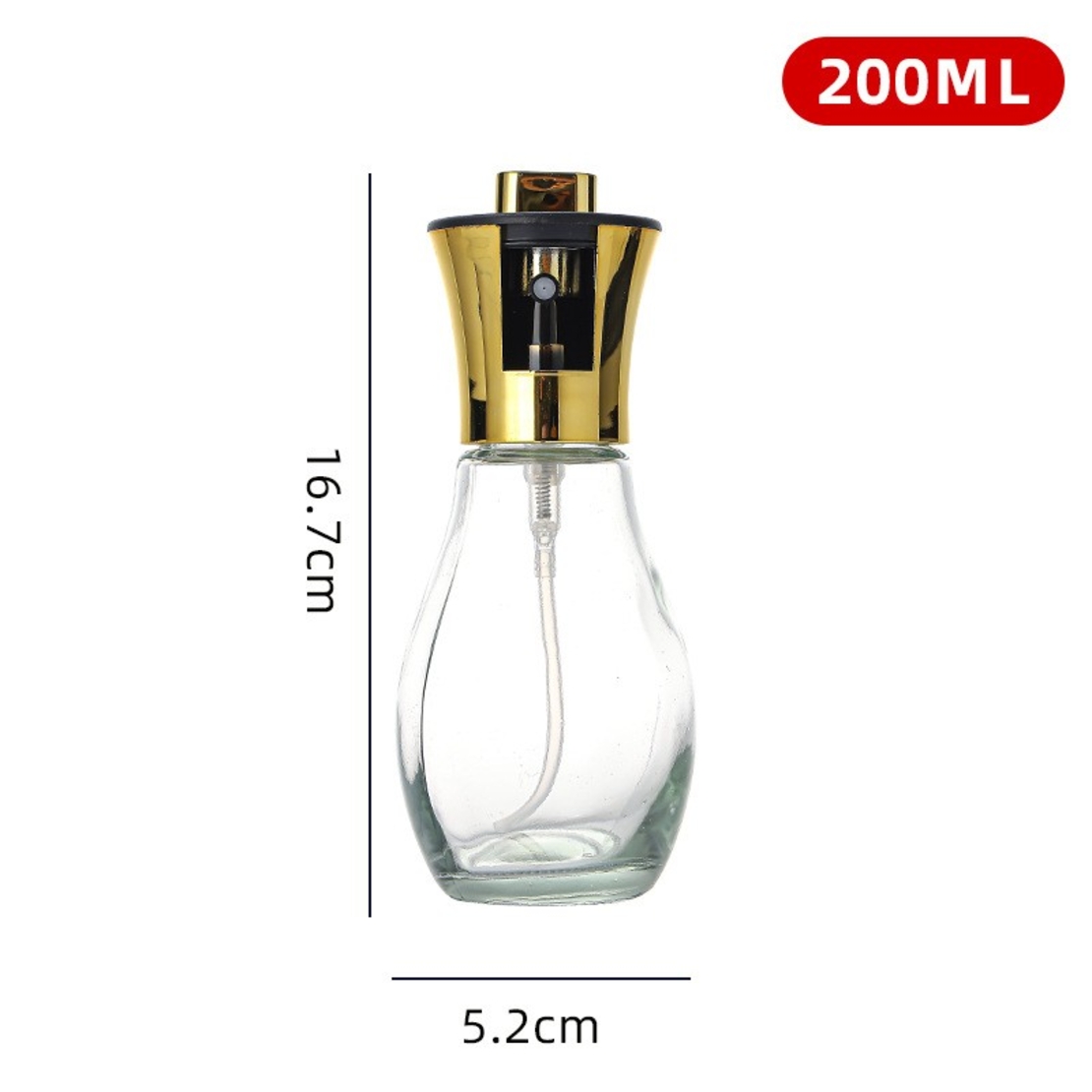 Sticla de ulei cu Pulverizator, Flippy, Sticla pentru Lichide de Bucatarie, Otet, Sos, 16.7 x 5.2 cm, Volum 200 ml, Gold