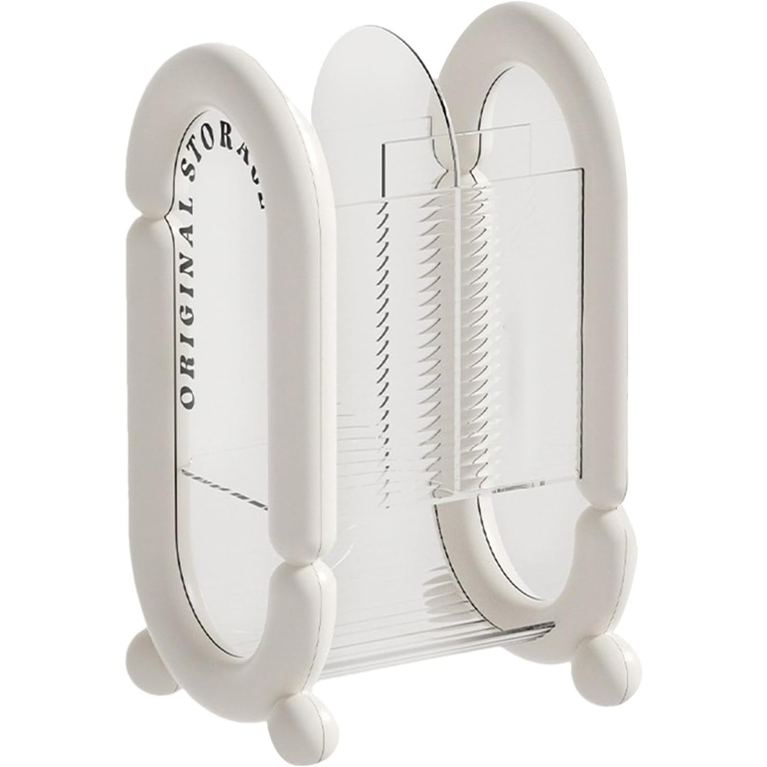 Cutie pentru Depozitare Cosmetice, Flippy, pentru Pensule, Creioane si Buretei, 4 Compartimente, din Plastic, 12 x 10 x 20 cm, Alb