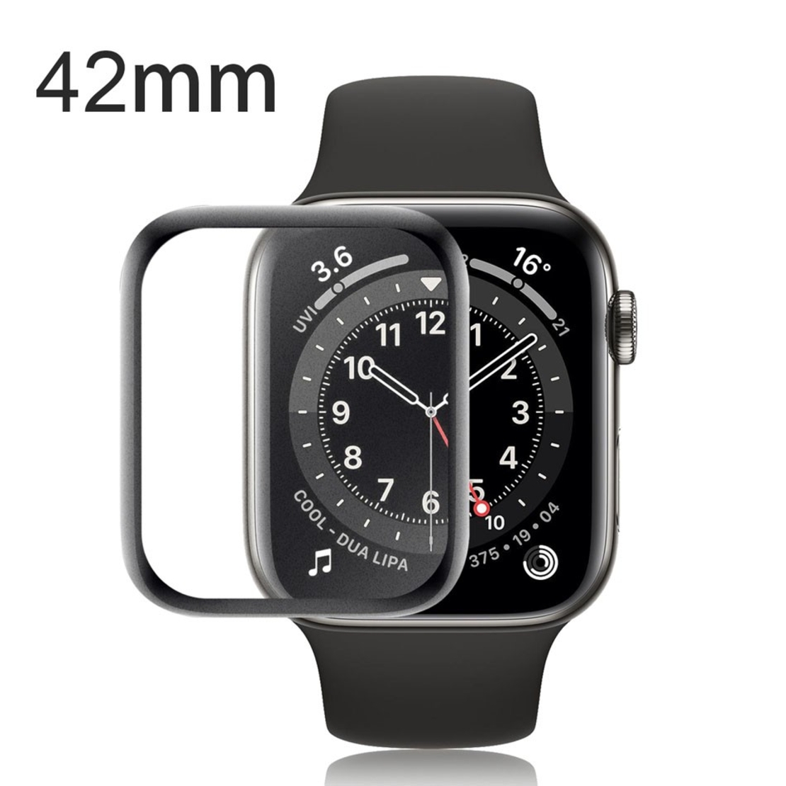 Folie Sticla Apple Watch Series 2/3 42 mm adeziv pe margine Negru