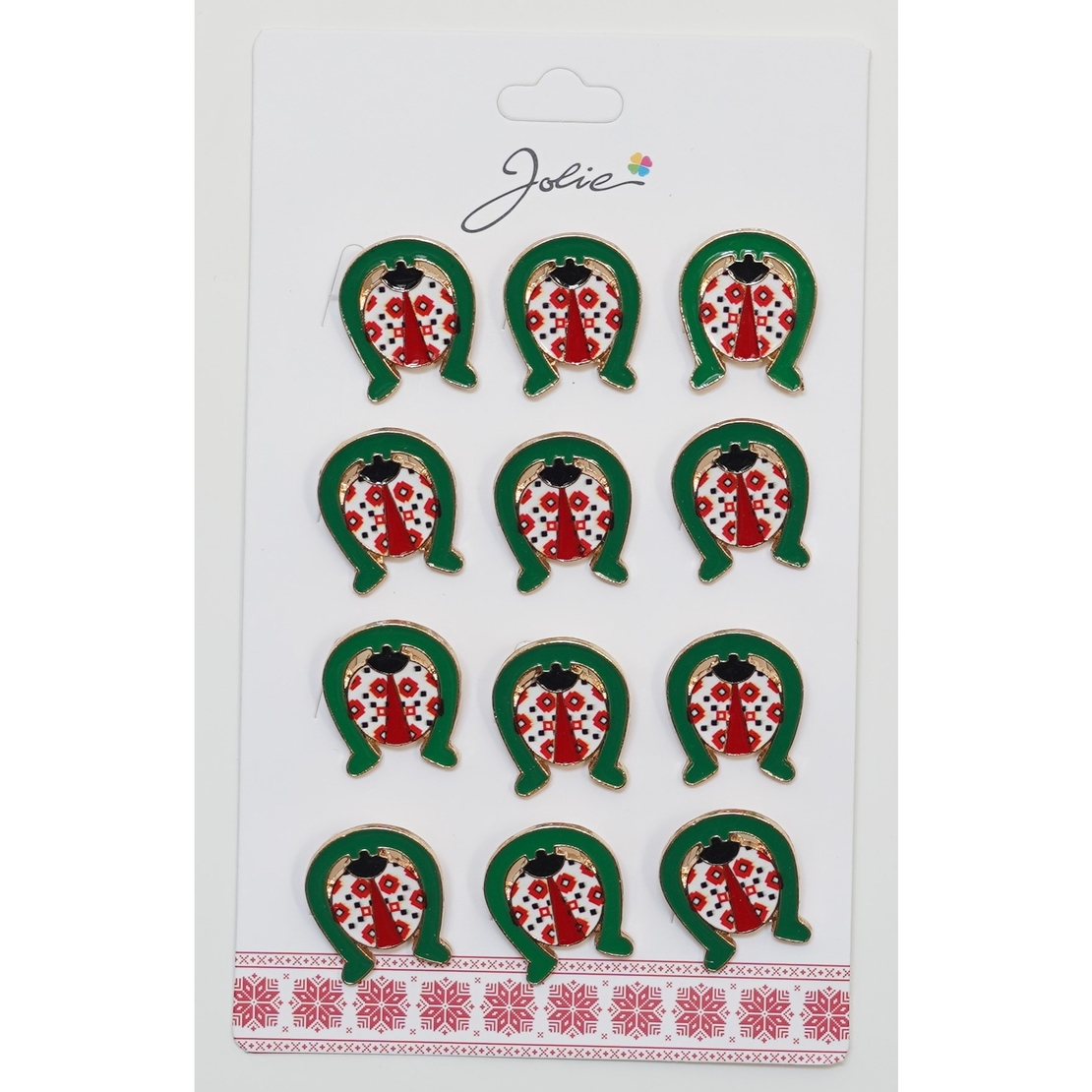 Set 12 Brose Martisor Primavara Buburuza Motiv Traditional in Potcoava