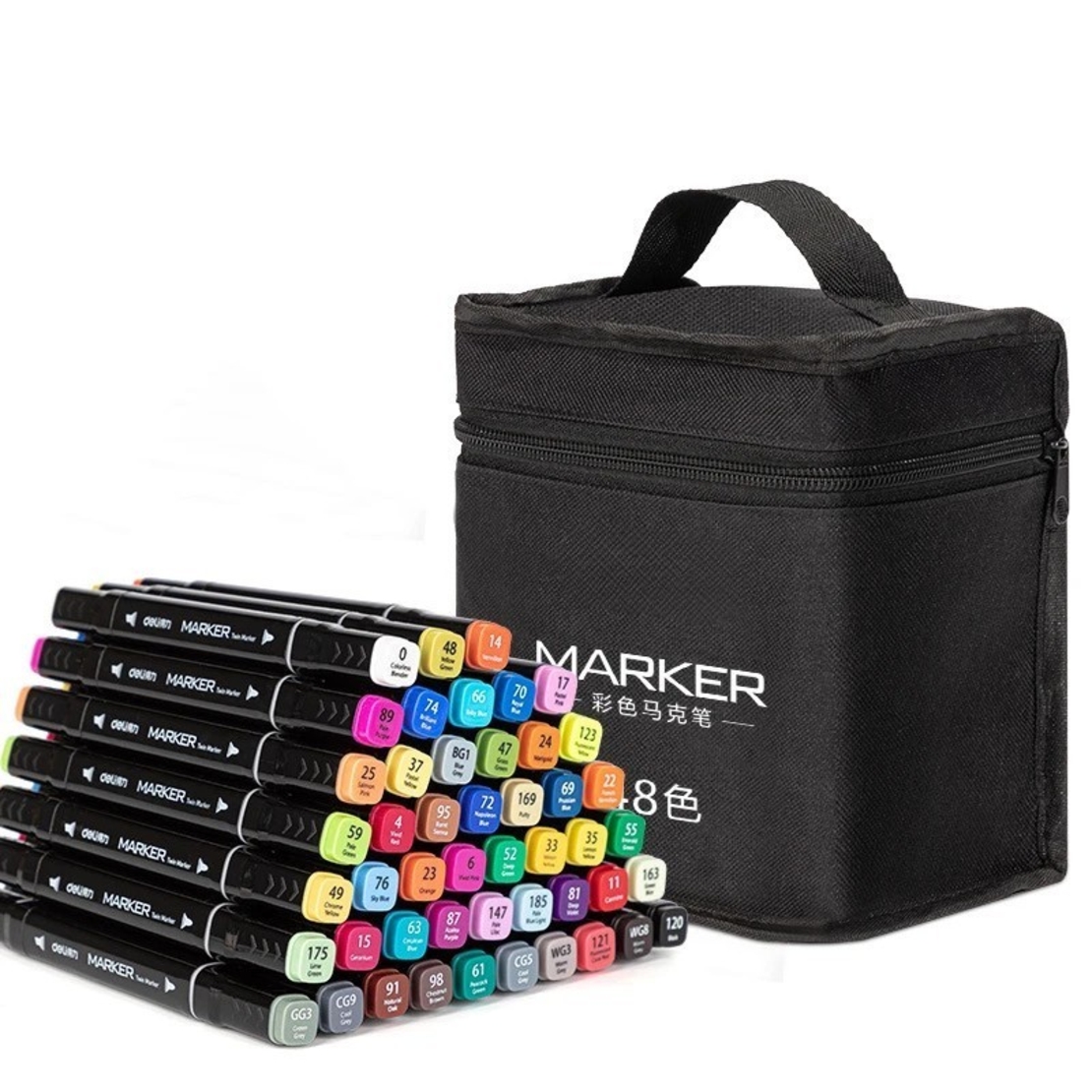 Set 80 Markere, Flippy, pe Baza de Ulei, Dublu Capat, Subtire 1mm si Gros 6 mm, Geanta Depozitare, 15 cm, Multicolor