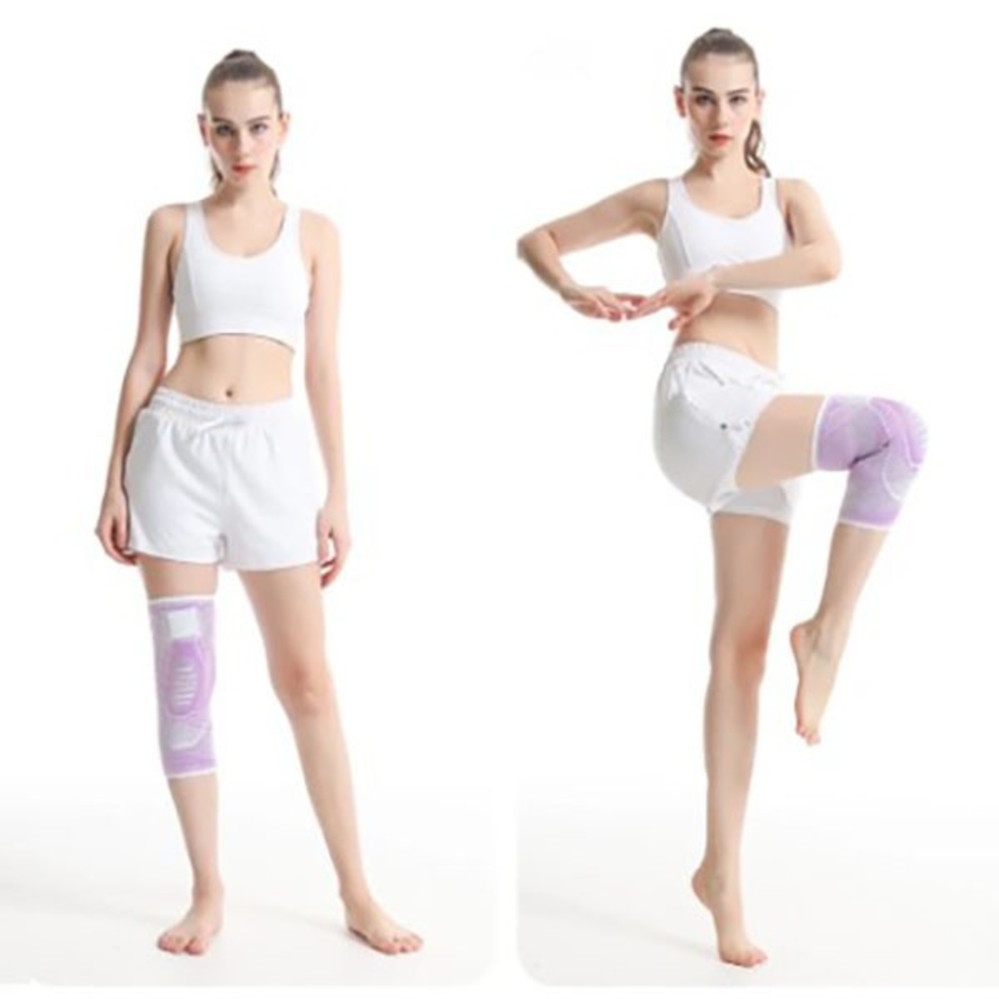 Orteza Elastica pentru Genunchi, Flippy, Ajustabila cu Bretele Elastice, Banda pentru Compresie, Material Respirabil, Marime XL, Culoare Roz