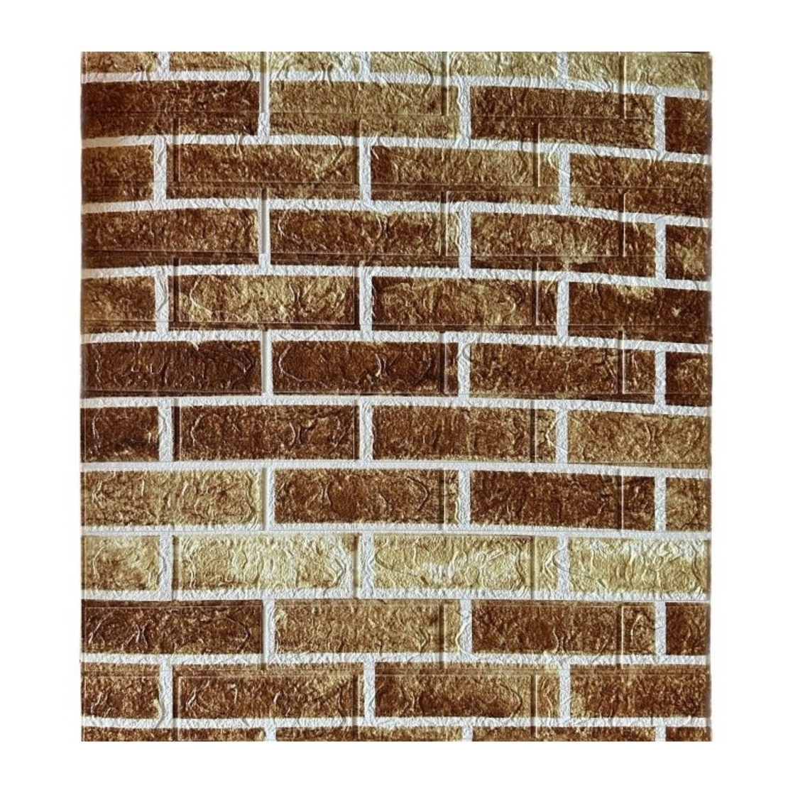 Set 10 Stickere de Perete, Flippy, Autoadezive, 70 x 77 cm, 2.5 mm Grosime, Suprafata Acoperita 5.3 mp, din PVC, Model Caramida, Maro