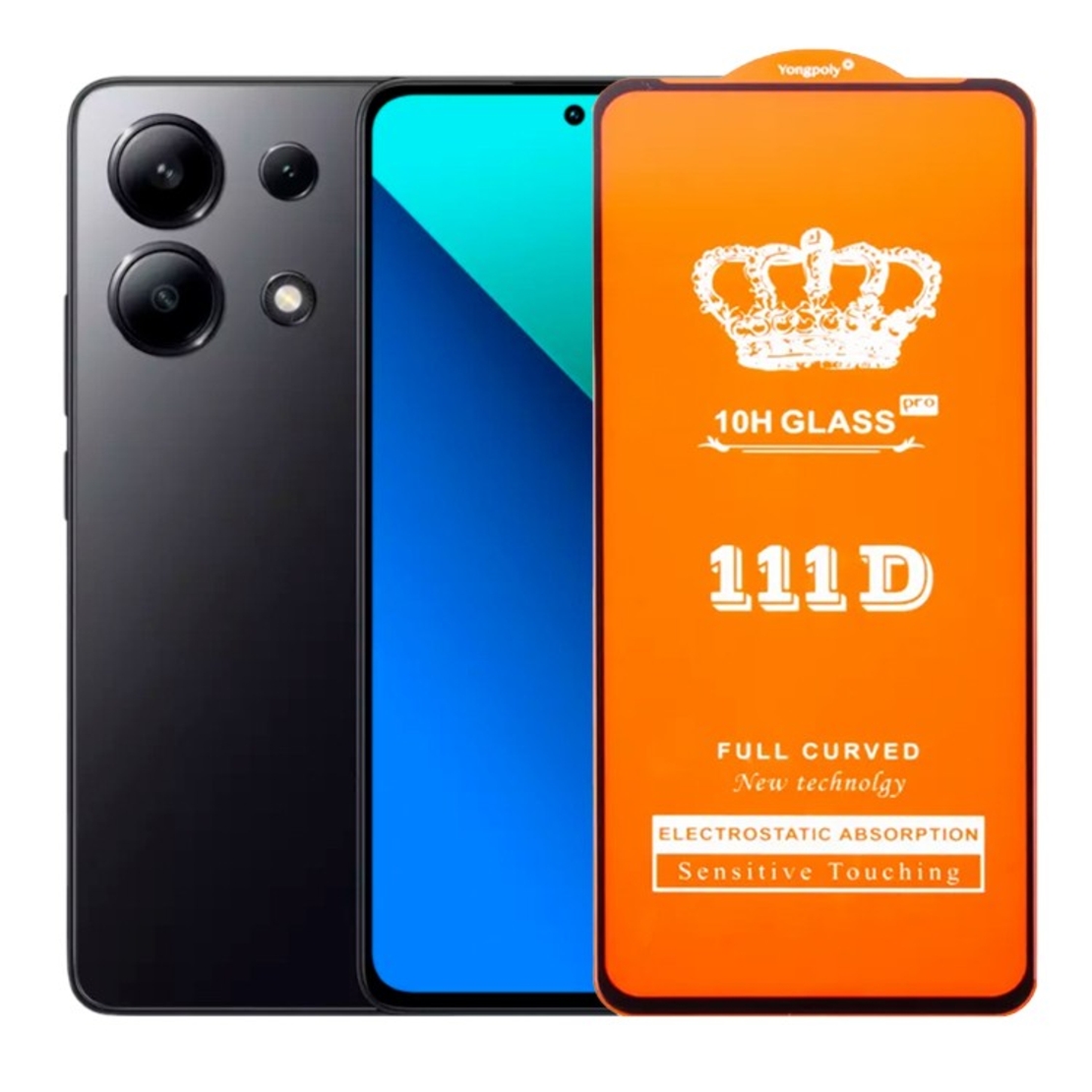 Folie Sticla Securizata pentru Xiaomi Redmi Note 13, Flippy, Compatibila cu Xiaomi Redmi Note 13, Full Cover 111D, HD, Margini Negre, Transparenta