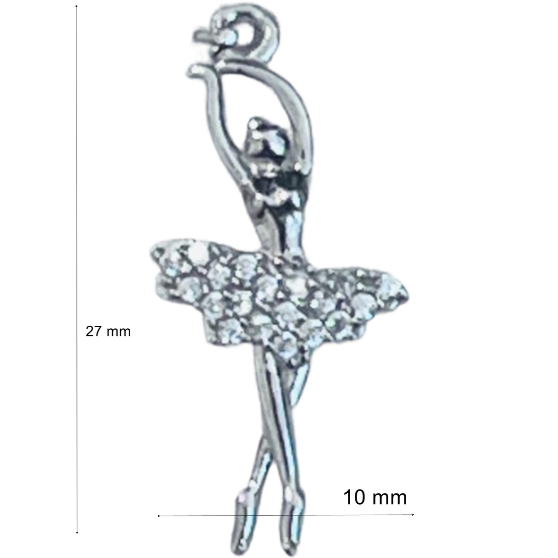Pandantiv, Jolie Silver, Argint 925, Model Balerina cu Zirconii, 27 x 10 mm, 1.1 g