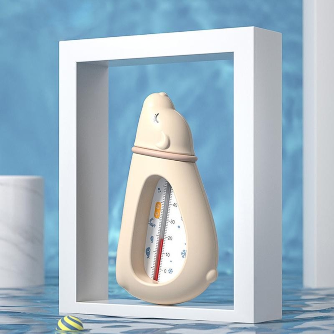 Termometru pentru Baie, Flippy, Plutitor, Rezistent la apa, Multifunctional, Model Urs Polar, 15x7.5x4 cm, Roz