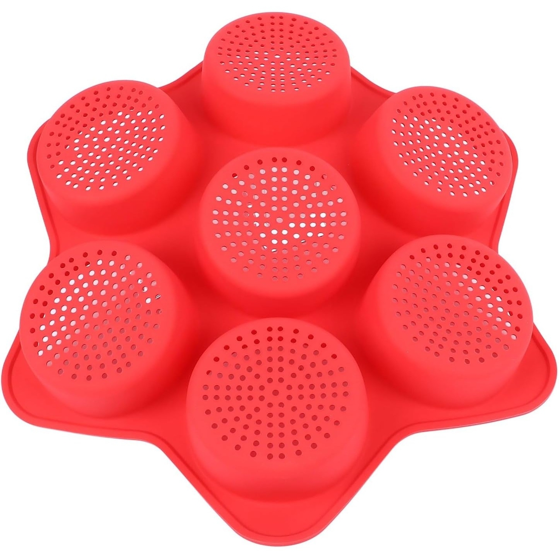 Forme de Silicon pentru Copt, Flippy, 7 Forme Rotiunde, pentru Burgeri si Prajituri, 38.5 x 4 cm, Rosu
