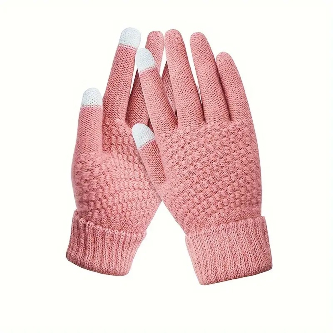 Manusi de Dama, Flippy, Functie Touchscreen (ecran tactil), Material Acril Tricotat, Manseta Elastica, Interior Catifelat, Marime Universala, Roz