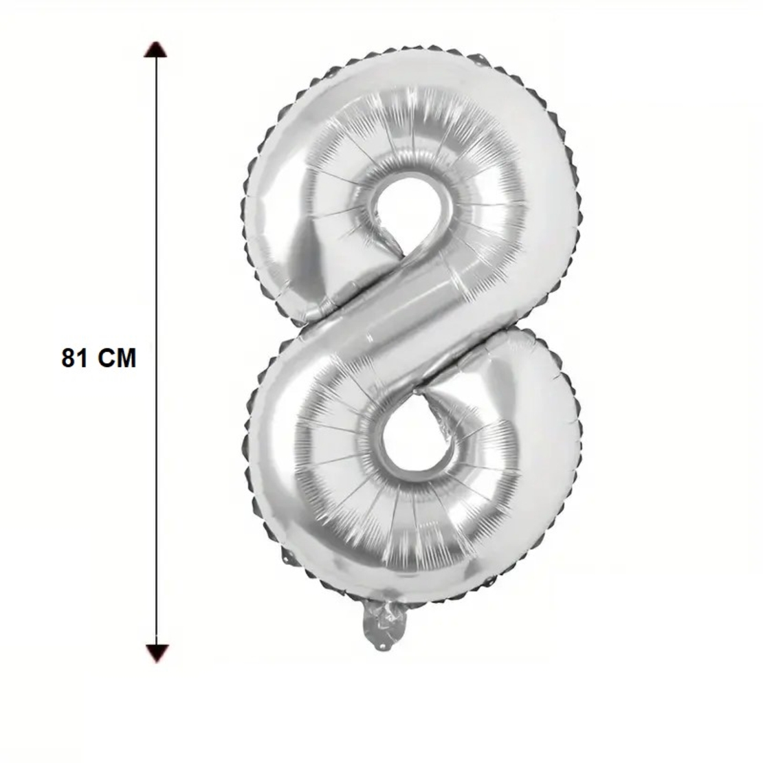 Balon din Folie Flippy, Cifra 8, 81 cm, Pentru Aer sau Heliu, Bulk, Argintiu