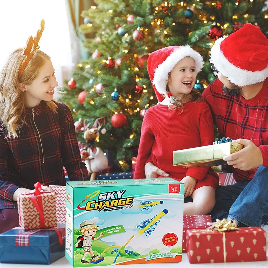 Jucarie pentru Copii, Flippy, Lansator de Rachete cu Piciorul, un Singur Lansator, 4 Rachete Fara Lumini, 40.5 cm Inaltime, Multicolor