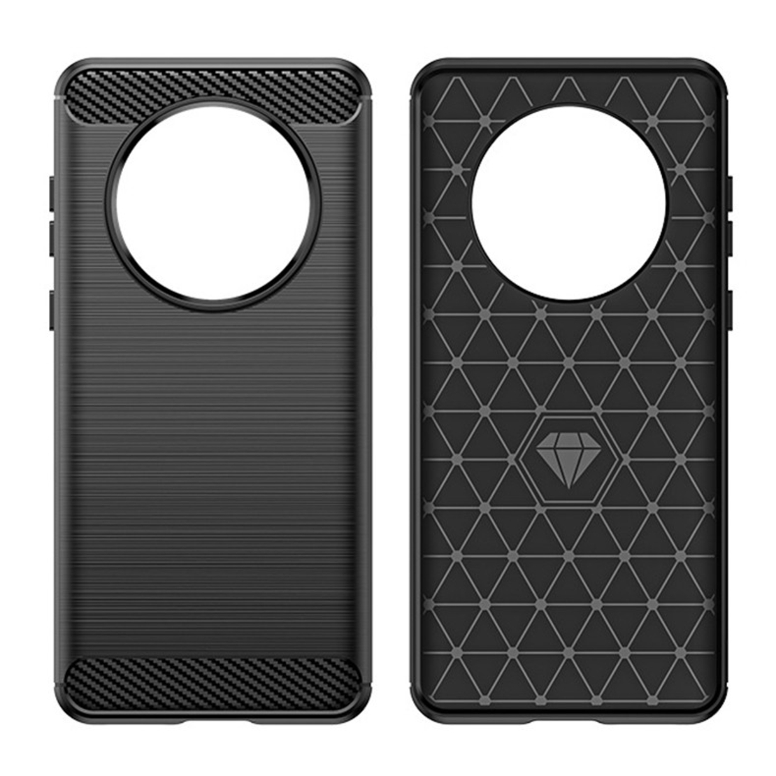 Husa de Protectie pentru Huawei Mate 50 Pro, Flippy, Protectie 360, din TPU cu element de Carbon, Anti Alunecare, 1.8 mm, Negru