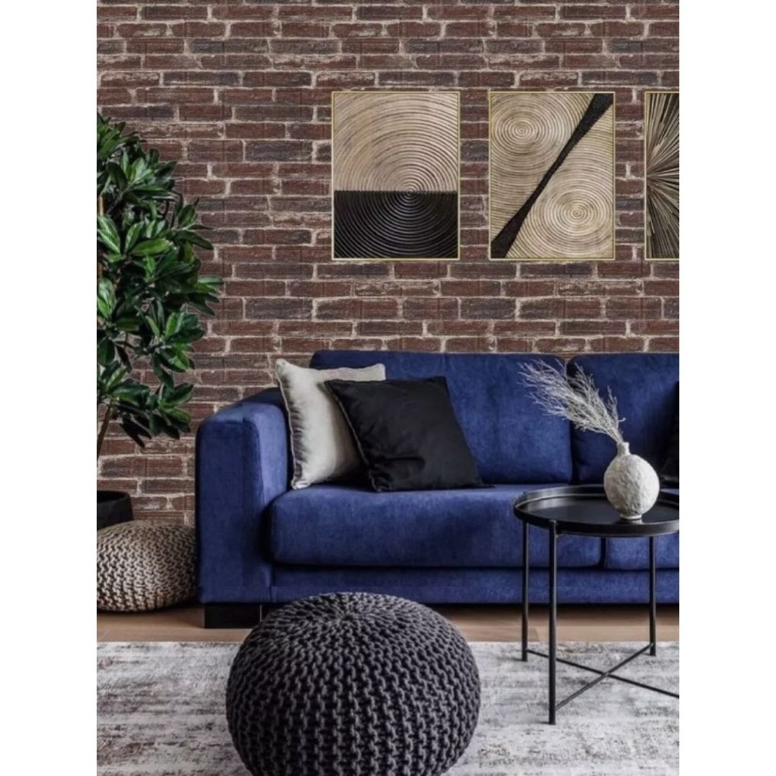 Set 10 Stickere de Perete, Flippy, Autoadezive, 70 x 77 cm, 4 mm Grosime, Suprafata Acoperita 5.3 mp, din PVC, Model Caramida Rosie, Caramiziu