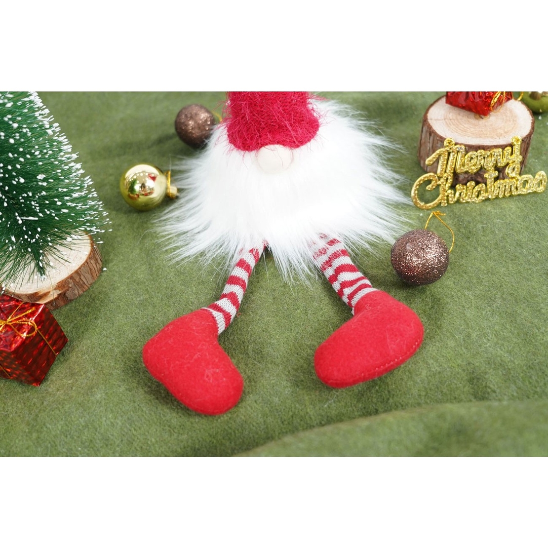 Ornament de Craciun spiridus, Flippy, alb/rosu, textil, 52 cm