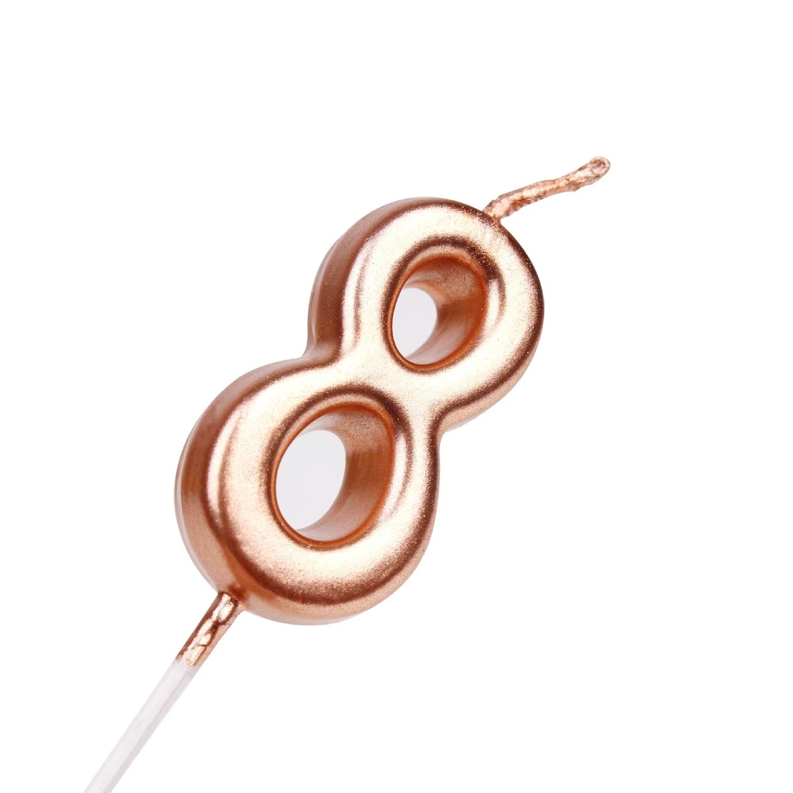 Lumanare de Tort, Flippy, Model Cifra 8, Party, 4.5 x 2.5 cm, din Parafina, Rose Gold