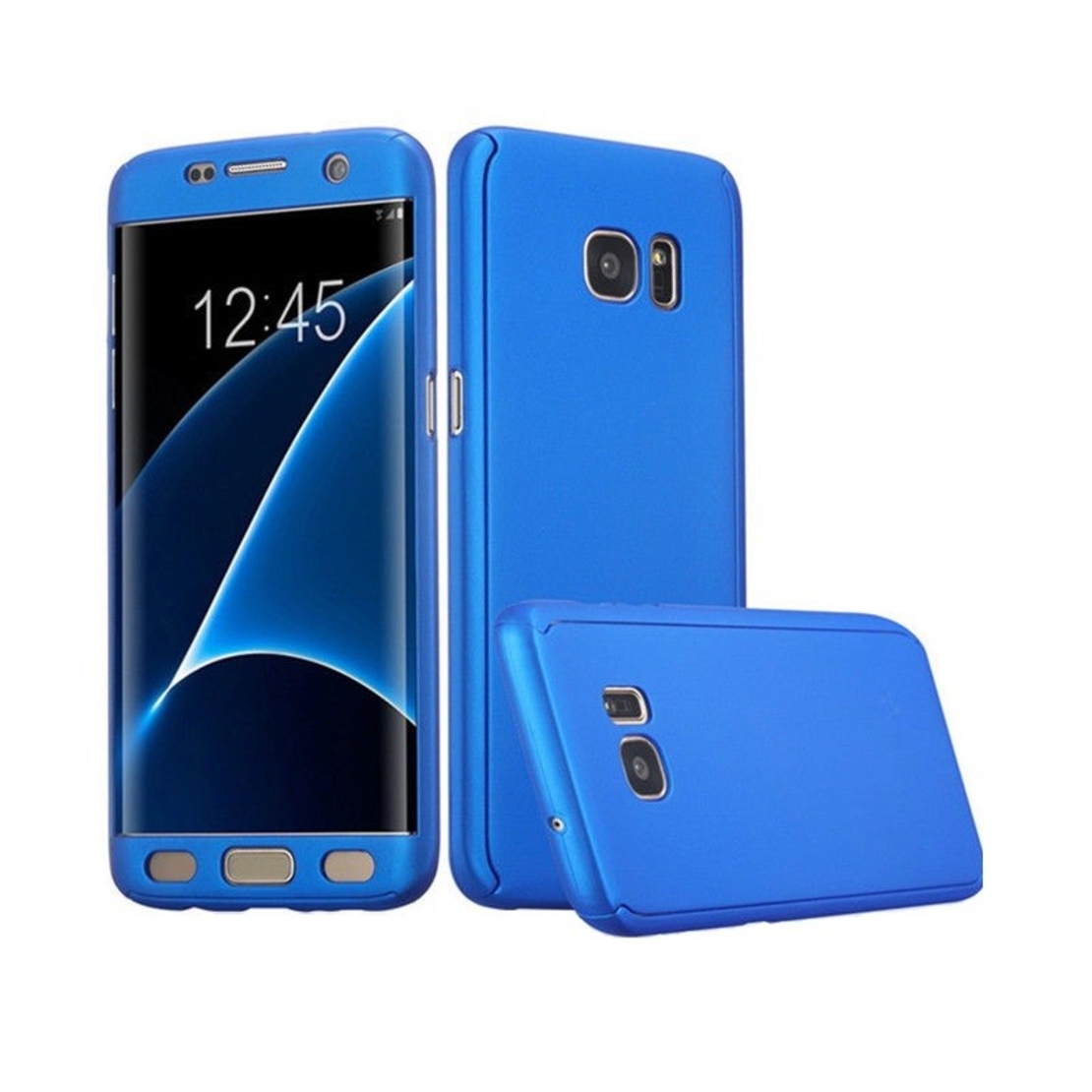 Husa Samsung Galaxy A7 2017 Full Cover 360 Albastru + Folie de protectie