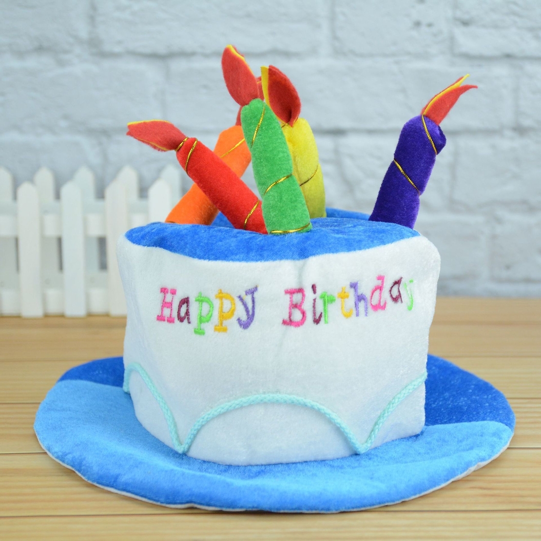 Palarie Happy Birthday, Flippy, Accesoriu pentru Petrecere, Model Tort, Tematica Aniversare, 60x60x55 cm, Albastru