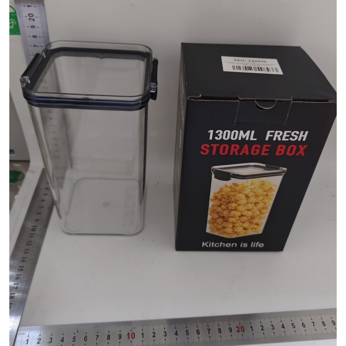 Recipient din Plastic, Flippy, pentru Alimente/Obiecte, Inchidere Ermetica, 10.2 x 18.5 cm, 1300 ml, Transparent