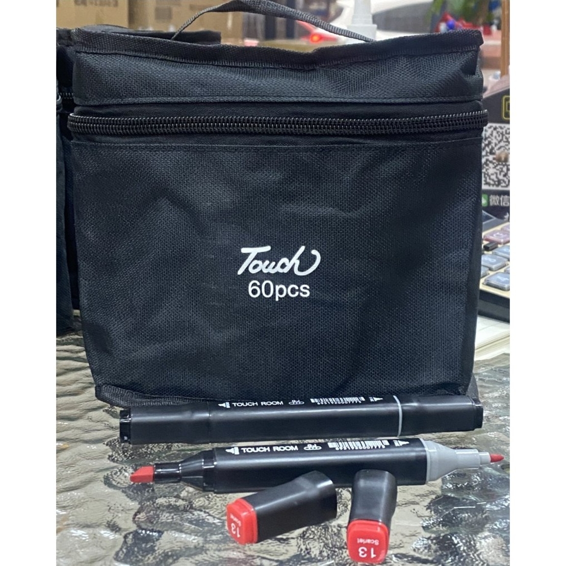 Set 60 Markere, Flippy, cu Alcool, Touch Room, Geanta Inclusa, 2 Varfuri, Multicolor