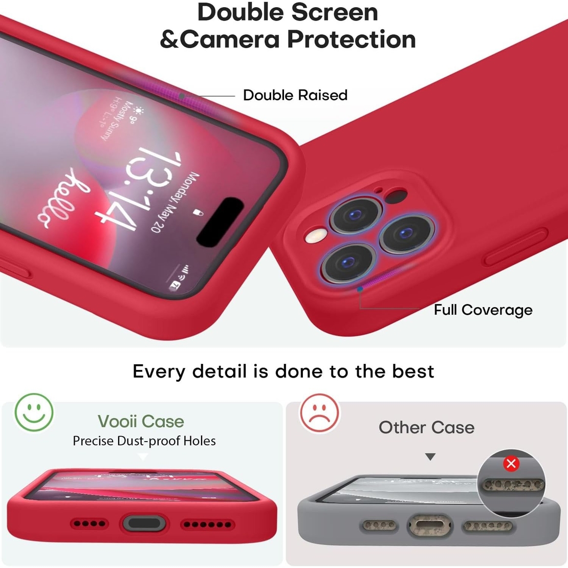 Husa de Protectie, Flippy, pentru iPhone 16 Pro, Liquid Silicone, cu Microfibra pe Interior, Protectie Antisoc, Compatibil Incarcare Wireless, Rosu