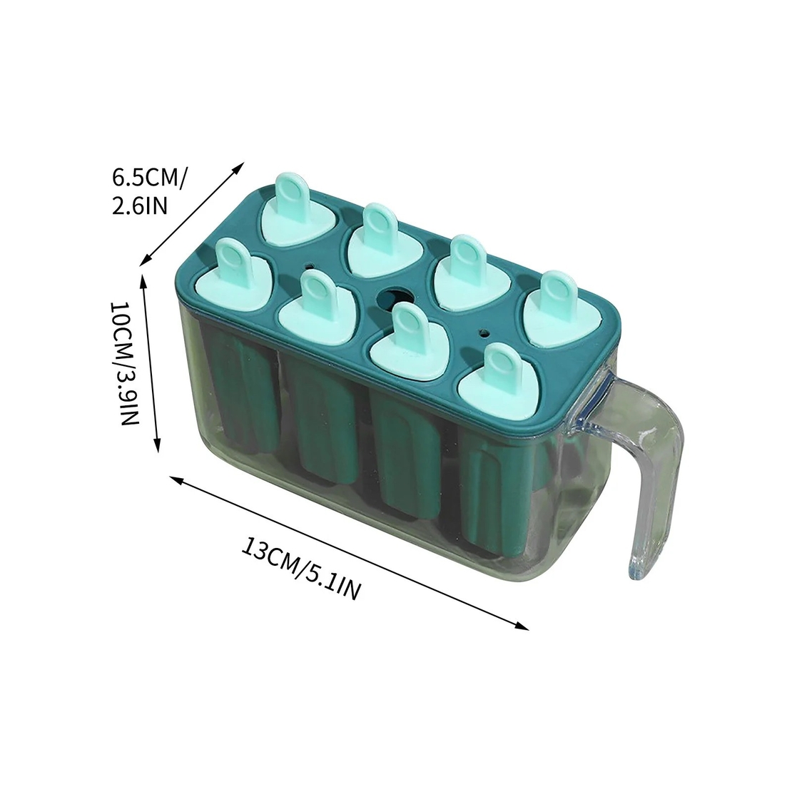 Forme de inghetata, Flippy, 8 Forme din Silicon, Forma pentru Inghetata din si Sucuri Ghetate, 13 x 10 x 6.5 cm, Albastru
