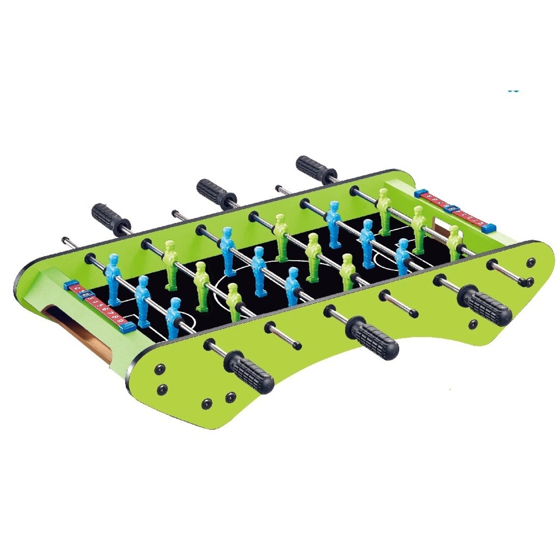 Masa de Fotbal cu Teren, Flippy, fara Picioare, 6 Manere, Tablou de Scor, 71.3 x 10 x 36 cm, din Lemn/Otel/Metal, Verde