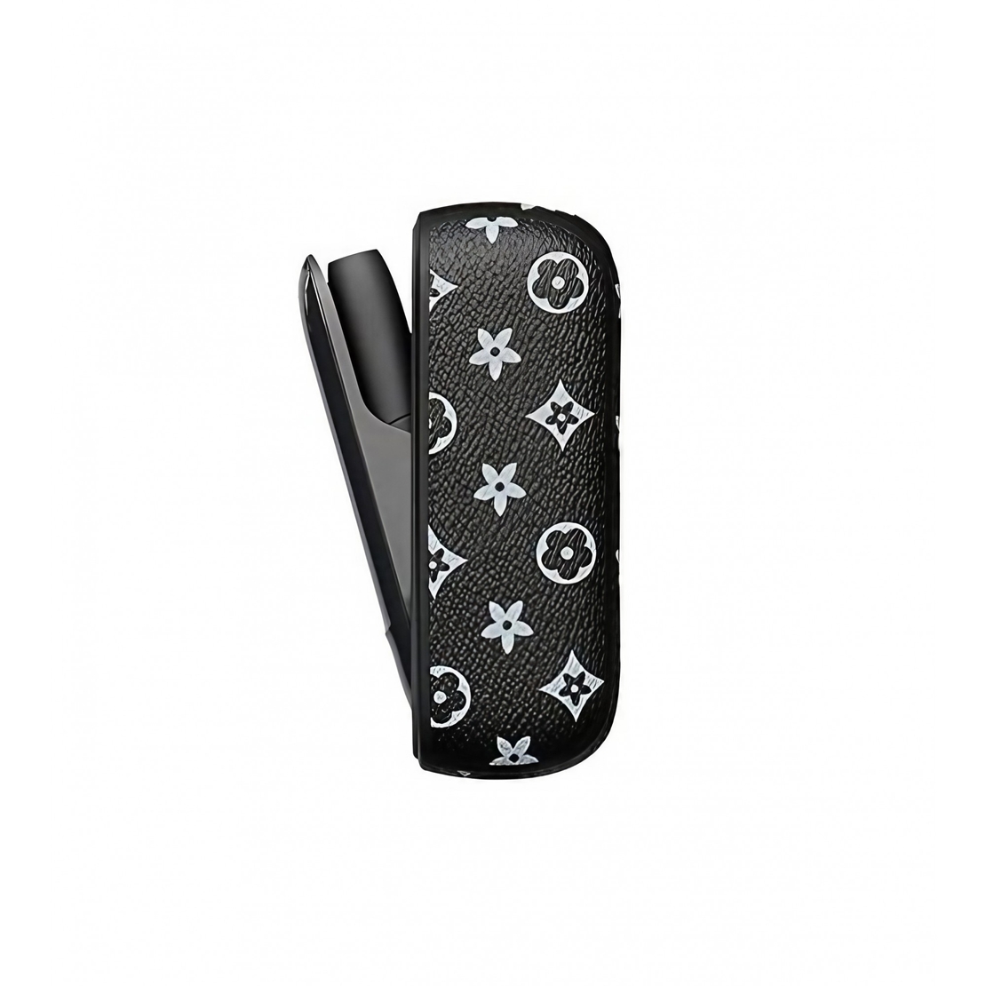 Set Husa Piele Ecologica Si Capac Plastic Flippy, pentru IQOS 3.0 DUO, de Protectie, Anti Soc si Zgarieturi, 20 gr, 12 x 4 x 2 cm, Negru