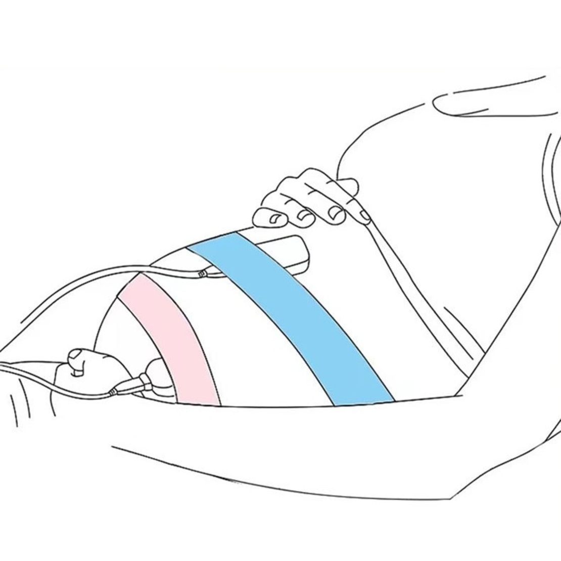 Set 2 Centuri de Monitorizare a Ritmului Cardiac Fetal, Flippy, Material Moale si Elastic, 6 x 130 cm, Albastru/Roz