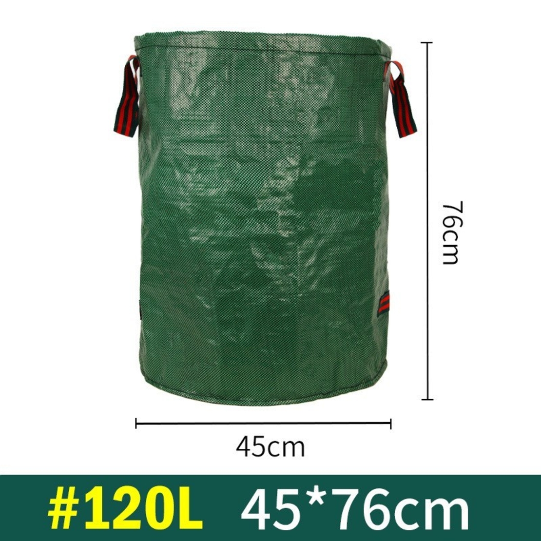 Sac de Colectare a Frunzelor, Flippy, Cos Sac pentru Gradina, Sac de Depozitare a Frunzelor, 45 x 76 cm, 120 l, Verde