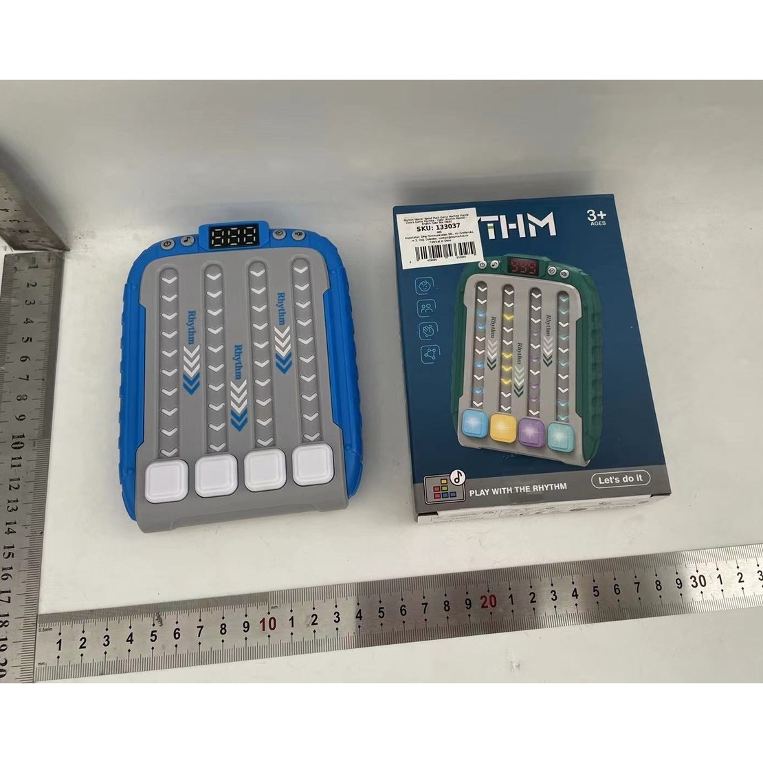 Jucarie Interactiva, Flippy, Joc Rhythm, +3 Ani, din ABS, 6 Niveluri, 15 x 3 x 11 cm, Functie Muzicala, Albastru