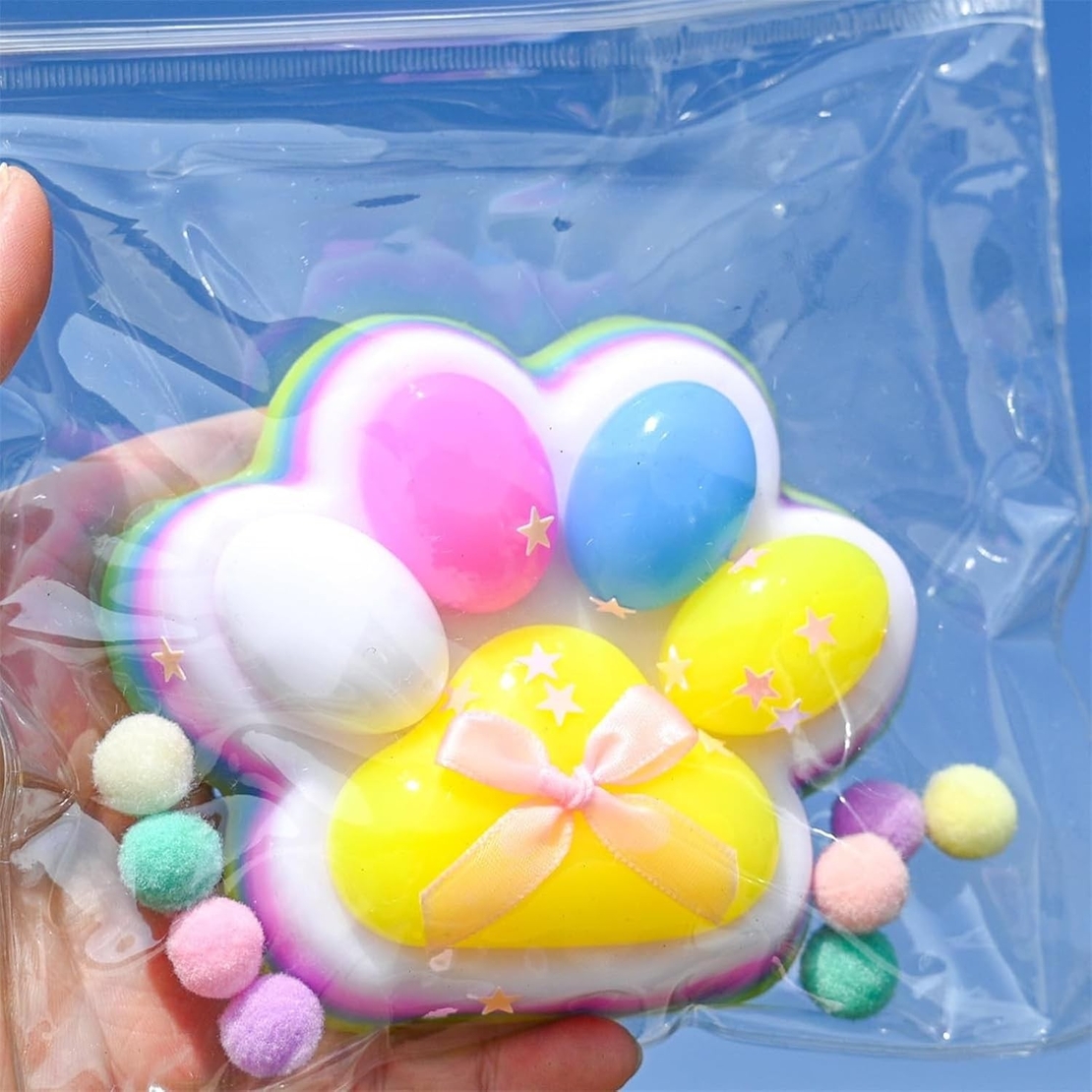 Jucarie Antistres Squishy, Flippy, Revenire Lenta, Model Labuta de Pisica, Squishy, BIG 12.5 x 10.5 cm, 220 g, Model 19, Multicolor Roz