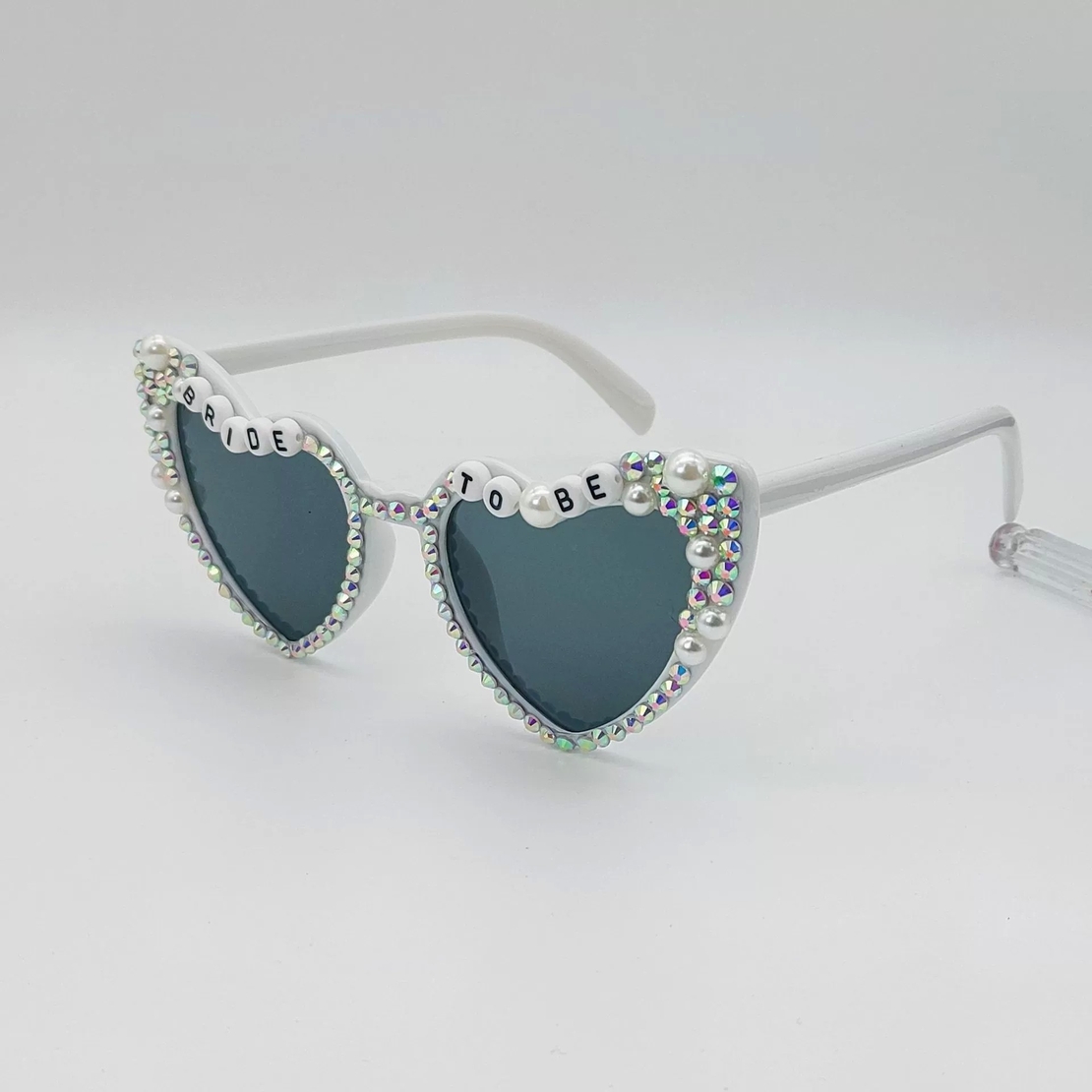 Ochelari Decorativi, Flippy, Model Bride to Be, cu Perle si Diamante, pentru Nunta, din PC, 15.3 x 5.7 x 14.5 cm, Alb