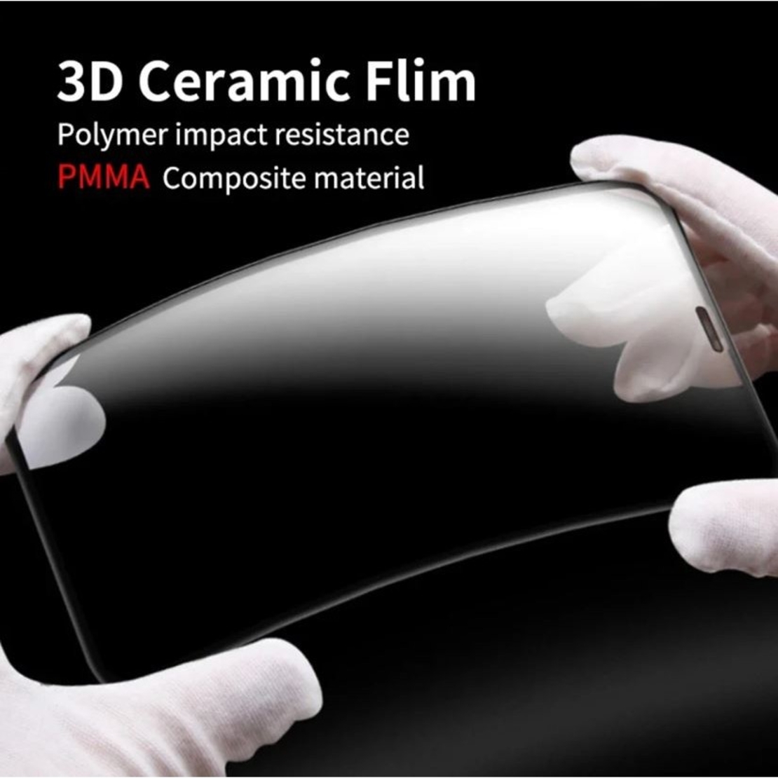 Folie de Protectie Ceramica, Flippy, Compatibila cu Apple iPhone 16 Pro Max, Ceramics 9D, Antisoc, Margini Negre, Transparent