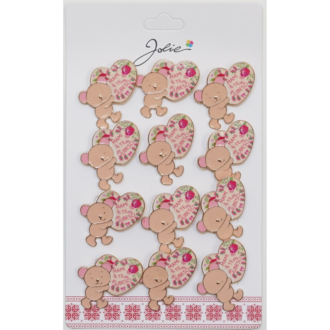 Set 12 Brose Martisor Primavara cu Mesaj Mami Te Iubesc