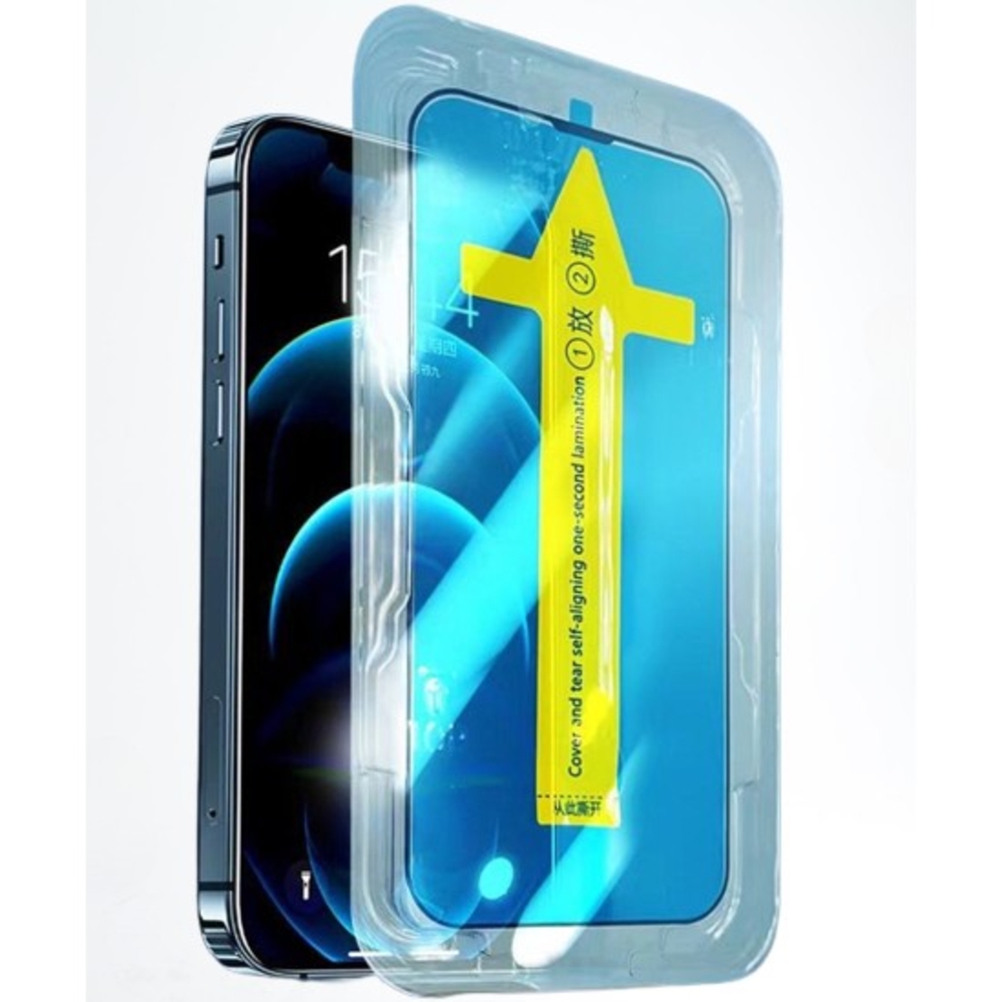 Folie sticla securizata cu sistem de montare usor si rapid Flippy pentru Apple iPhone 11 / XR, Transparent cu margini negre