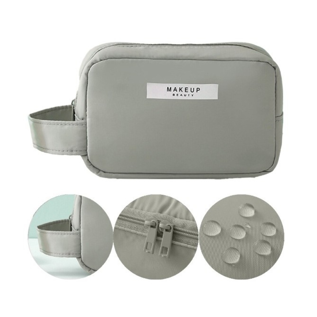 Portfard, Flippy, cu Maner, Material Impermeabil, pentru Cosmetice, 16 x 11 x 7 cm, Verde