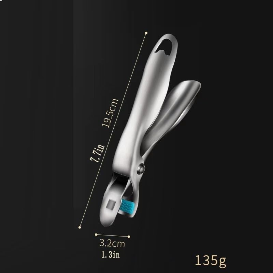 Clema pentru Boluri, Flippy, Anti-Alunecare, din Otel Inoxidabil si Silicon, de Uz Casnic, Rezistent la Temperaturi Inalte, 19.5x3.2 cm, Gri