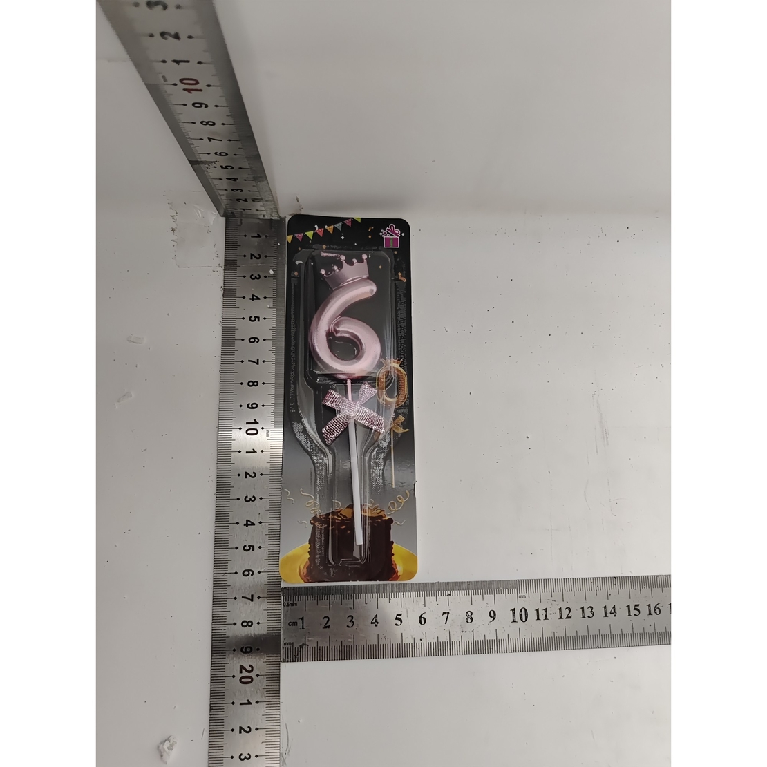 Lumanare Cifra 6, Flippy, Model Coroana cu Fundita, Pentru Tort, 6 x 2.5 cm Mov