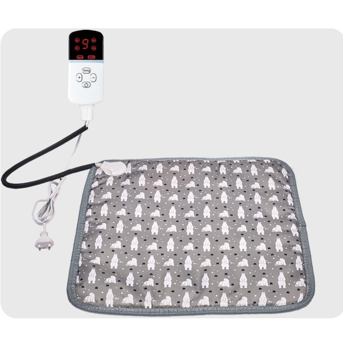 Patura electrica pentru animale de companie, perna pentru caini, 45 x 45 cm, 28 W, 9 trepte de reglaj perna pentru pisici, anti-alunecare, gri-European standard 230V timing; Width: 45X45cm