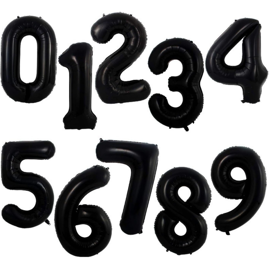 Balon din Folie Metalizata, Flippy, Figurina Cifra, Tema Aniversare 80 cm, Ambalaj Individual, Pai inclus, Umflare cu Aer sau Heliu, Negru, Cifra 7