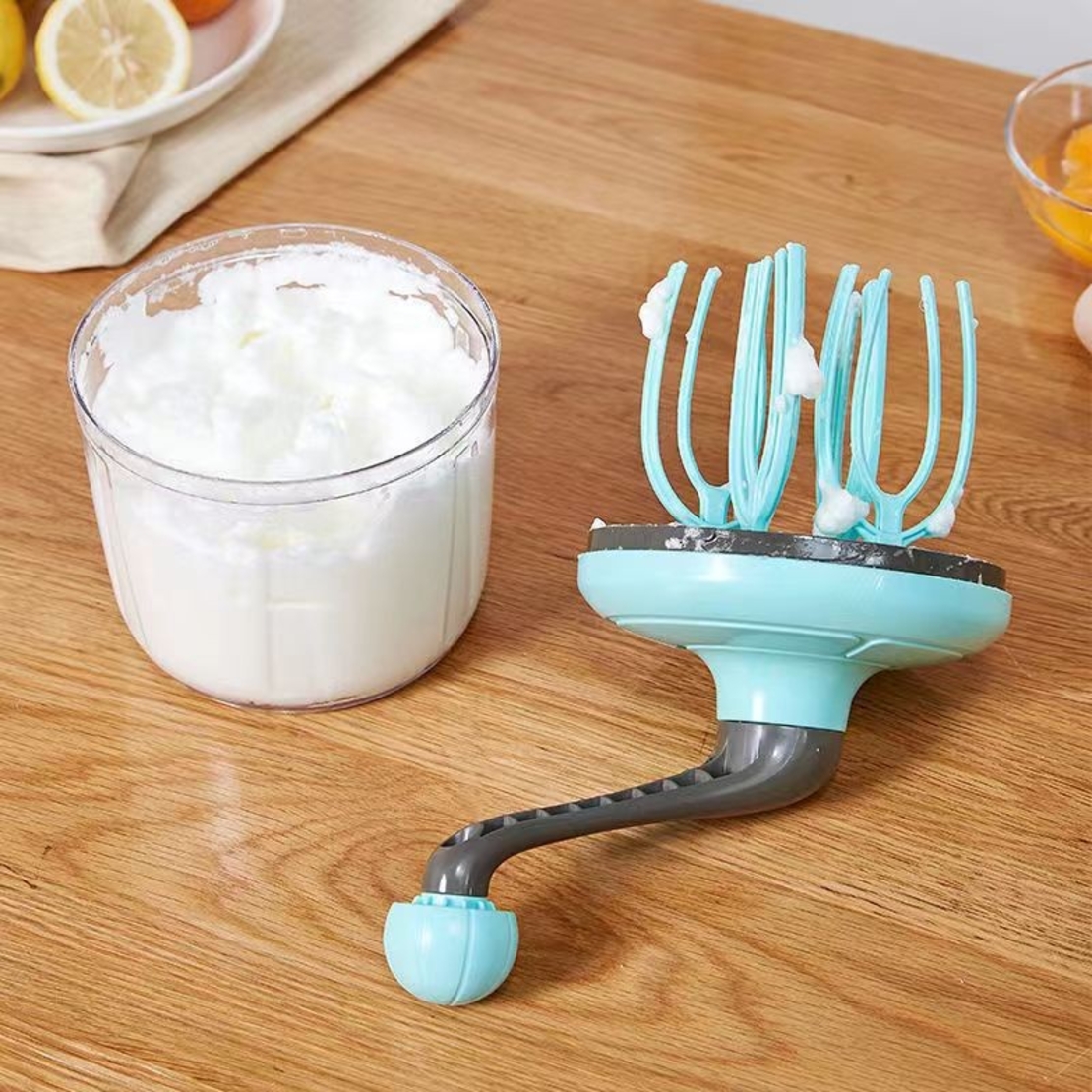 Mixer Manual, Flippy, pentru Oua Smantana Frisca Aluat, Maner Plastic, Usor de Utilizat si Depozitat, Bol Transparent, 24.5 x 11.5 cm Verde
