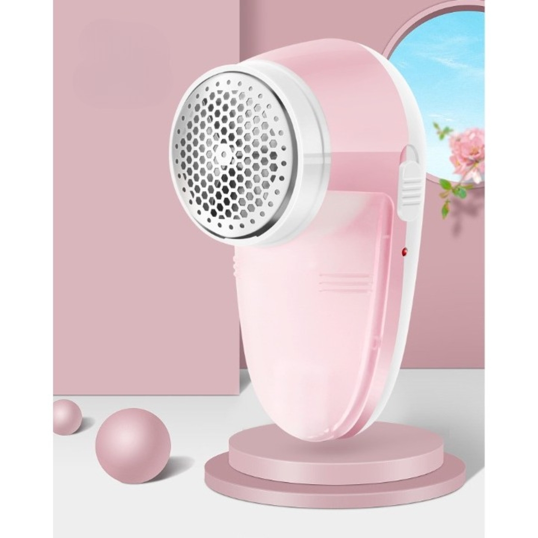Aparat Pentru Curatat Scame, Par Si Praf, Flippy, Pentru Diferite Tipuri De Material, Cu Lame Din Otel Inoxidabil, Incarcare Prin USB Type-C, Cu Perie De Curatare si Cablu USB Incluse, 13x7 cm, Roz